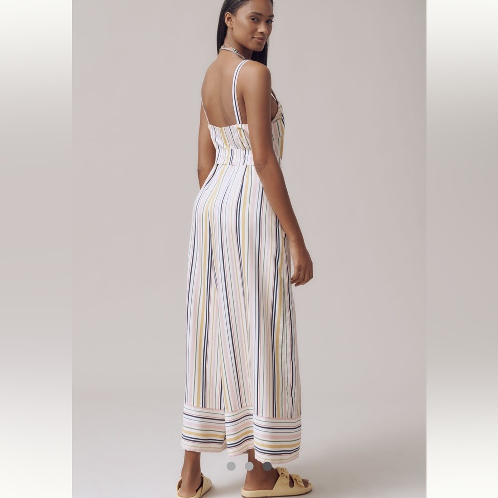 Anthropologie Maeve Easy Sleeveless Multicolor Striped Shirting Jumpsuit NWT M - Picture 3 of 10